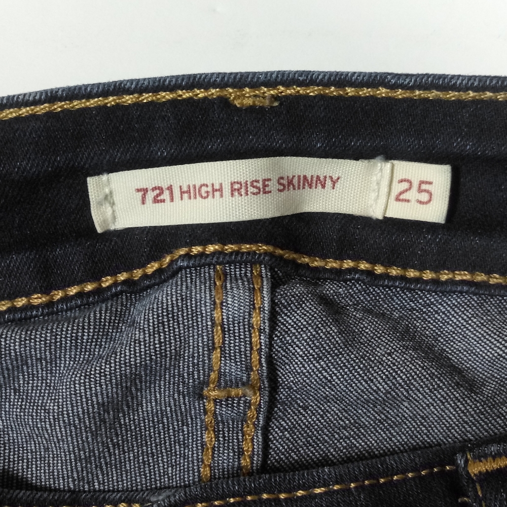 Levi’s 721 High Rise Dark Wash Skinny Jeans Size 25 - Picture 7 of 10